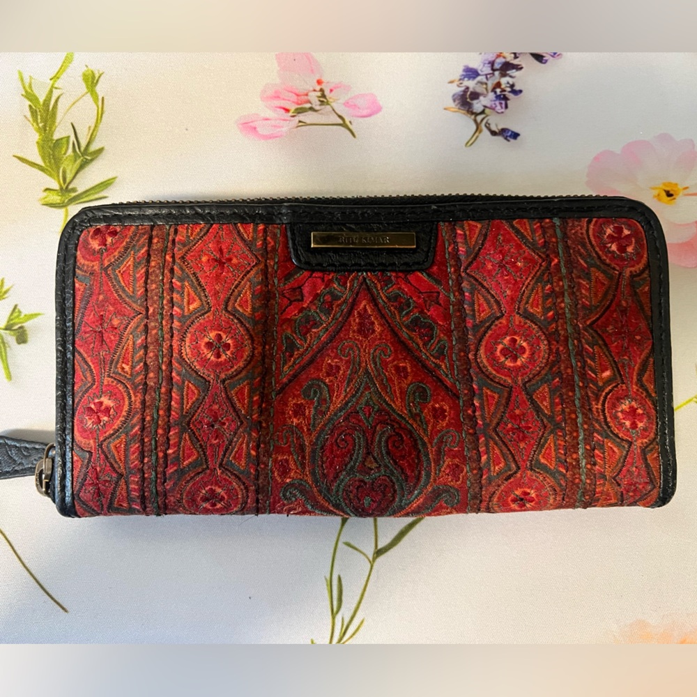 Elegant Red Patterned Ritu Kumar Wallet EUC